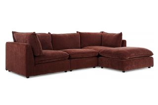 Manhattan Rust Fabric 3 Seater Chaise Sofa