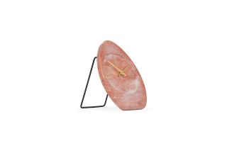Marble Table Clock Pink 21cm