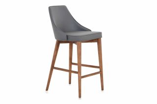 Melica Dark Grey Leather Bar Stool