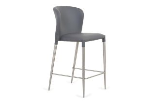 Moody Grey Faux Leather Bar Stool