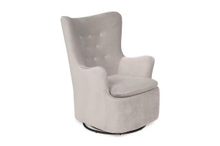 Nelson Light Grey Velvet Armchair Rocker Swivel
