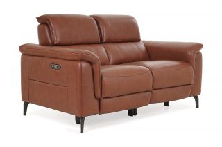 parker brown leather 2 seater electric recliner sofa with head tilt