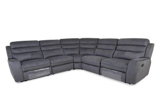 Pearl Charcoal Fabric Medium Corner Recliner Sofa