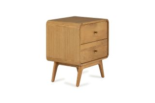 Poe Oak 2 Drawers Bedside Table