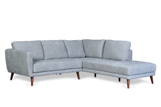 Pola Grey Fabric 2 Seater Rhf Chaise Sofa