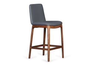 polar dark grey faux leather bar stool