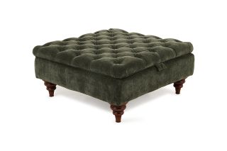 Richmond Green Fabric Storage Footstool