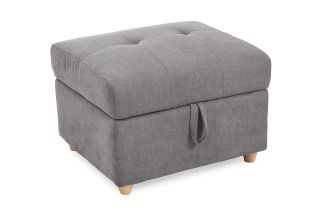 Romeo Grey Linen Fabric Storage Ottoman