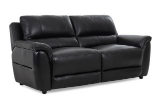 Samuel Black Leather 3 Seater Sofa