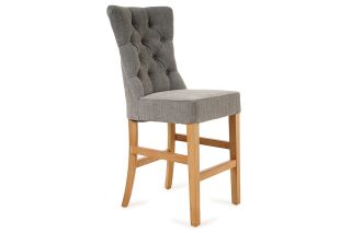 Santino Dark Grey Counter Stool With Natural Oak Leg