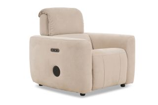 Savoy Cream Fabric Armchair Electric Recliner With Bluetooth Speakers