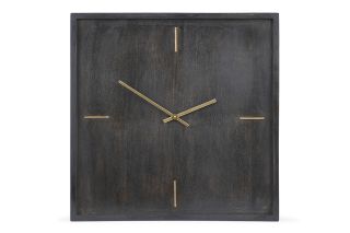 Square Wood Wall Clock Black 51cm