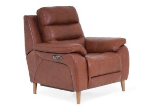 Stafford Brown Leather Electric Recliner Armchair