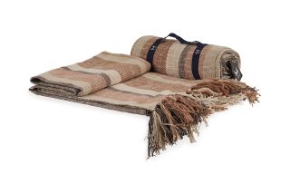 Striped Beige Throw With Fringe 130x170cm