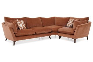 Grace Dusk Apricot Fabric Corner Sofa - Right Hand Facing-Outlet-New Ross