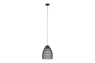 Tall Rattan Pendant Black
