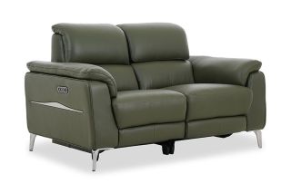 Taylor Green Leather 2 Seater Electric Recliner With Head Tilt