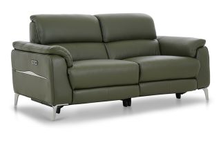 Taylor Green Leather 3 Seater Electric Recliner With Head Tilt