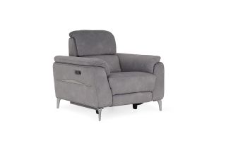 Taylor Grey Fabric Electric Recliner Armchair With Head Tilt