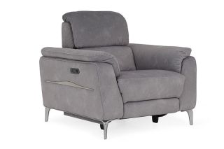 Taylor Grey Fabric Electric Recliner Armchair With Head Tilt