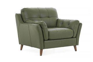 The Oliver Pine Green Leather Armchair