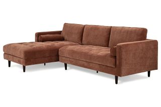 Turner Brown Fabric Corner Sofa - Left Hand Facing