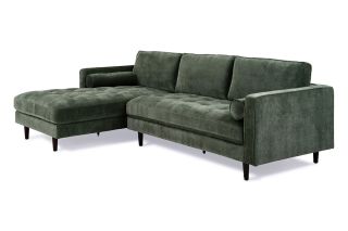 Turner Green Fabric Corner Sofa - Left Hand Facing