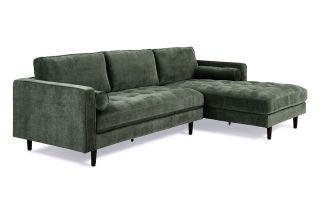 Turner Green Fabric Corner Sofa – Right Hand Facing