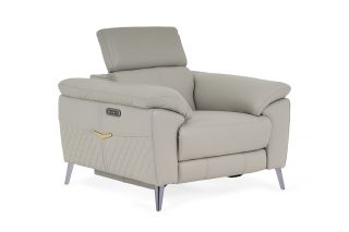 Vettori Grey Leather Armchair Electric Recliner With Head Tilt