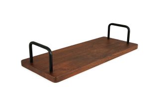 Wooden Tray With Iron Handle