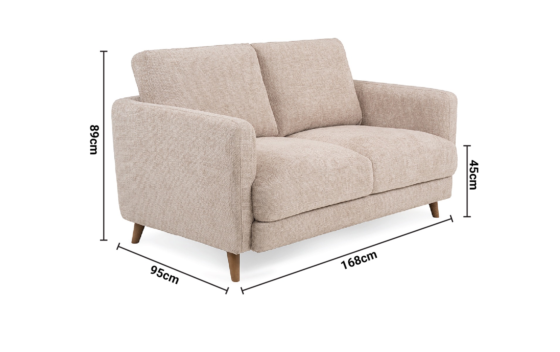 Dantes 2 Seater Sofa dimensions