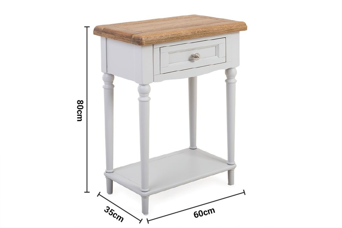 Discovery Grey Oak 1 Drawer Console Table dimensions