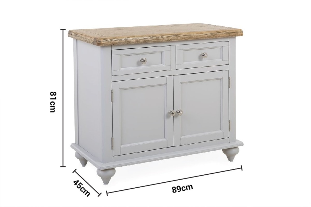 Discovery Grey Oak 2 Drawers 2 Doors Sideboard dimensions