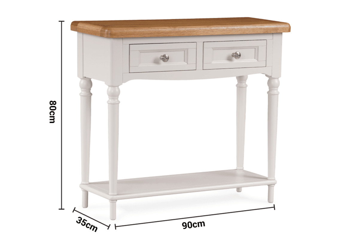 Discovery Grey Oak 2 Drawers Console Table dimensions