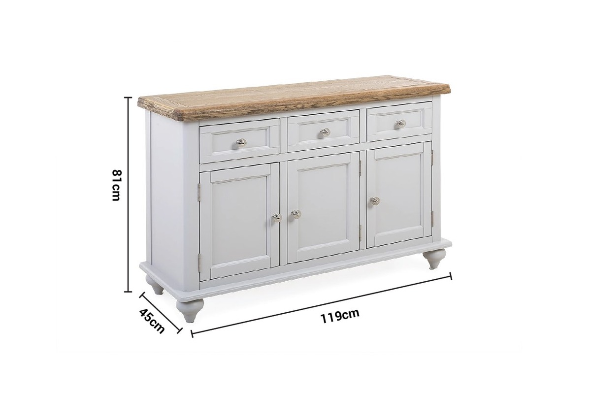 Discovery Grey Oak 3 Drawers 3 Doors Sideboard dimensions