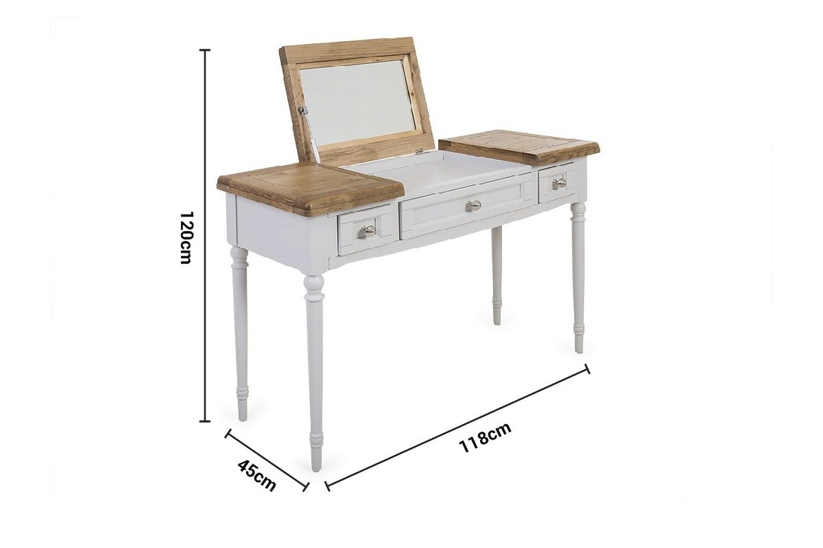 Discovery Grey Oak 3 Drawers Dressing Table dimensions