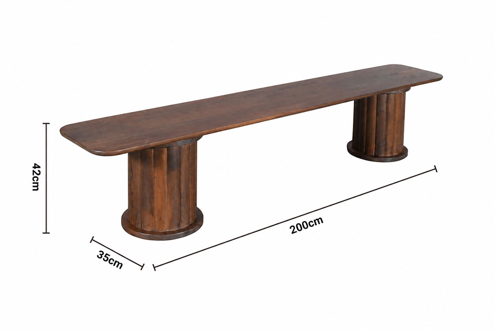 Petra Bench 2.0m dimensions