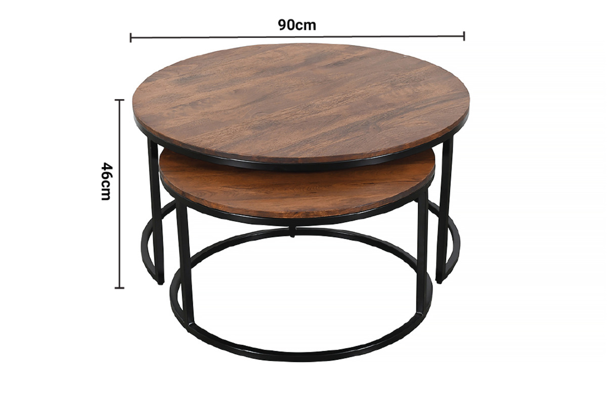Dusk Large Nest of 2 Tables Round dimensions