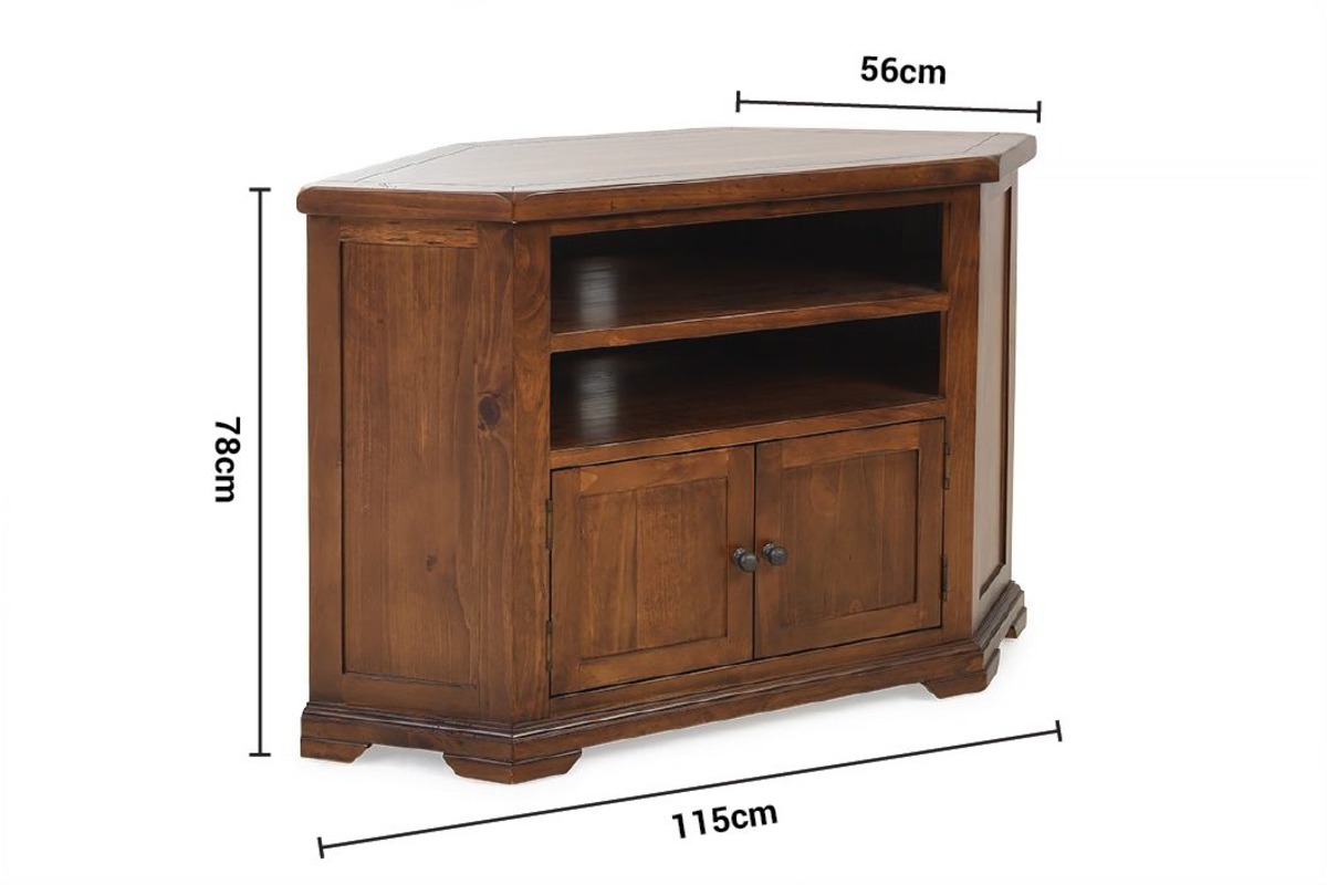 Egyptian Brown 2 Door Corner TV Stand dimensions