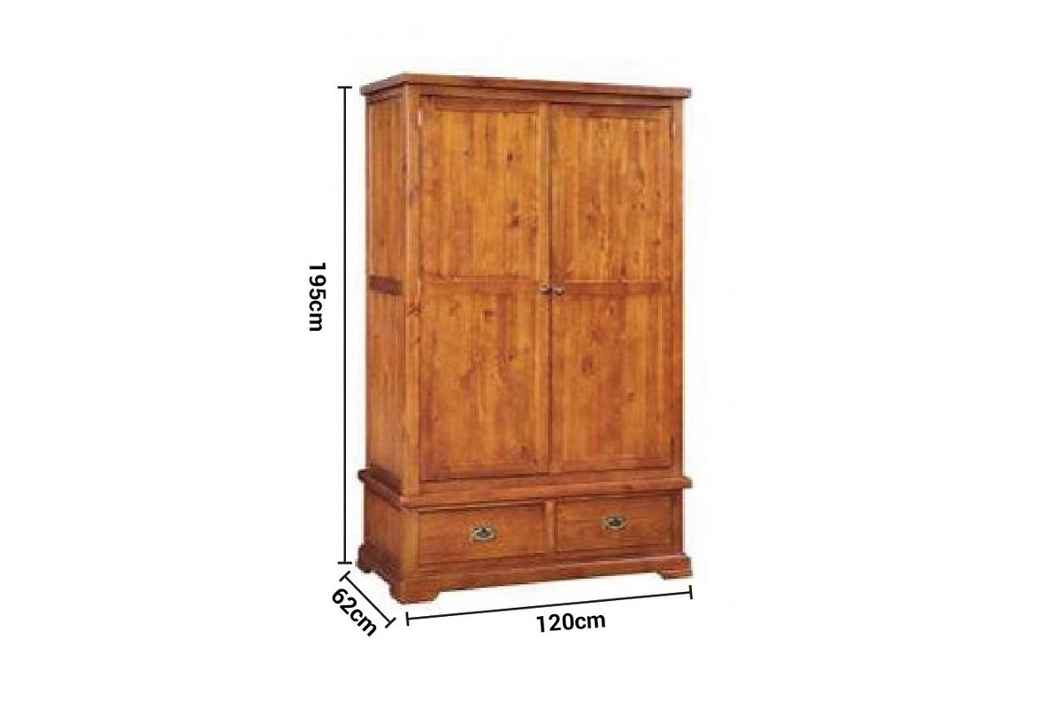 Egyptian Brown 2 Drawer 2 Door Wardrobe dimensions