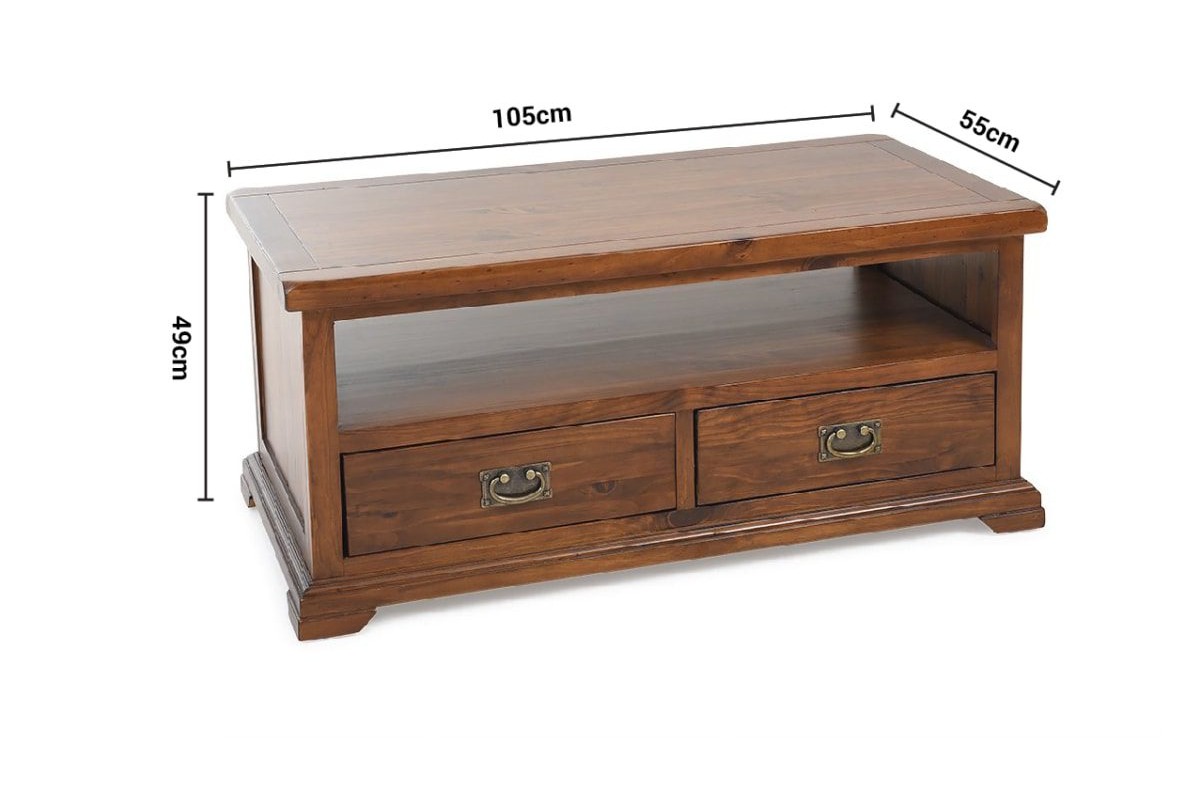 Egyptian Brown 2 Drawer Coffee Table dimensions