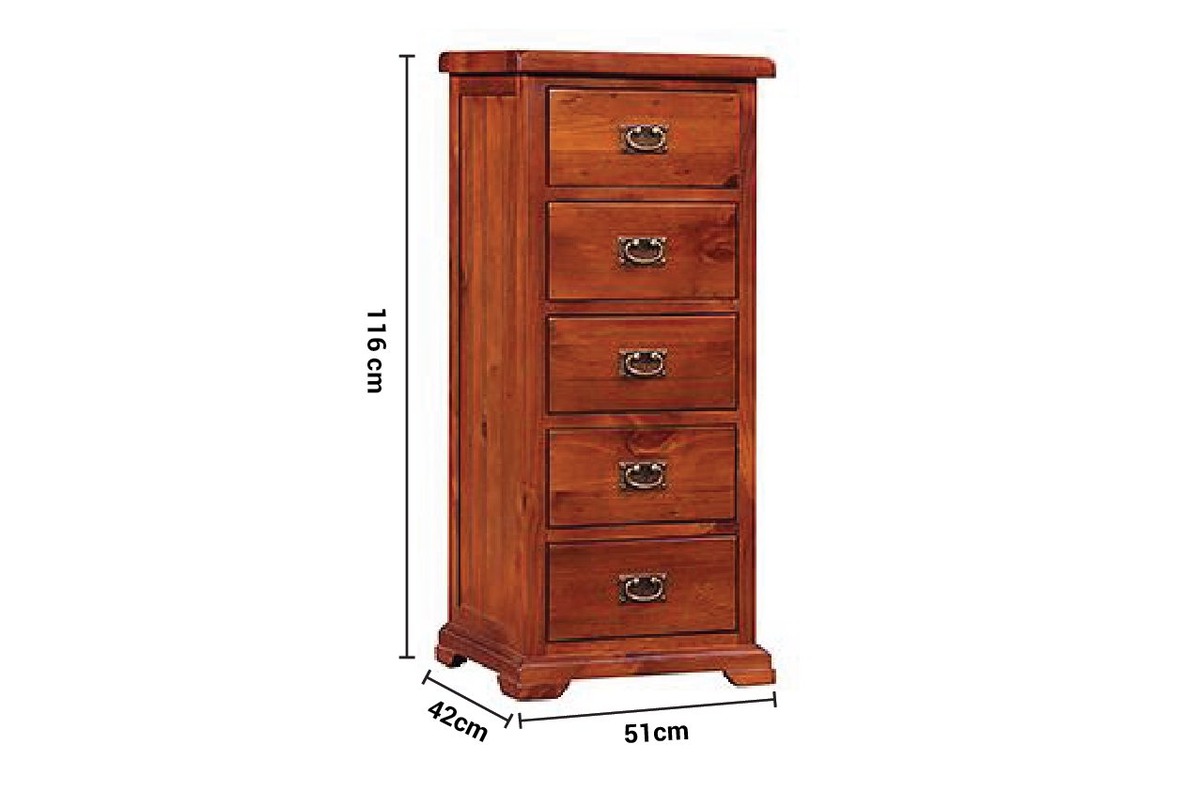 Egyptian Brown 5 Drawers Lingerie Chest dimensions