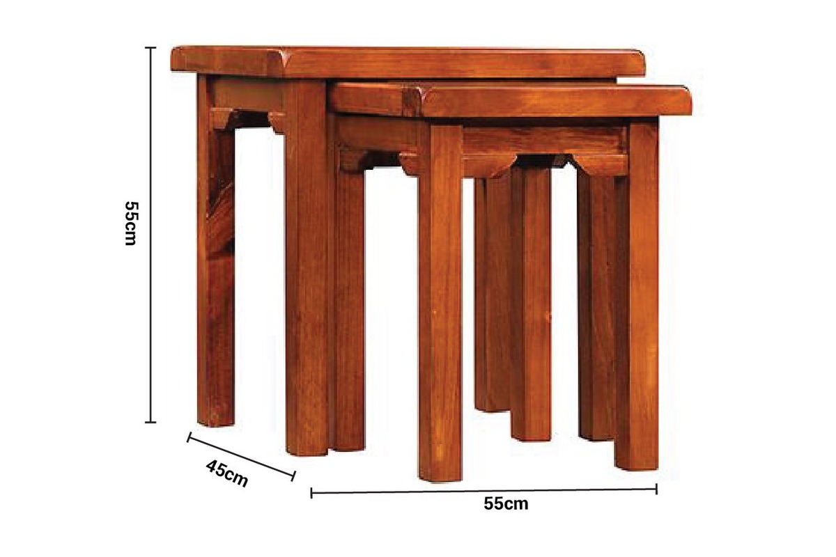 Egyptian Brown Nest Of Tables dimensions