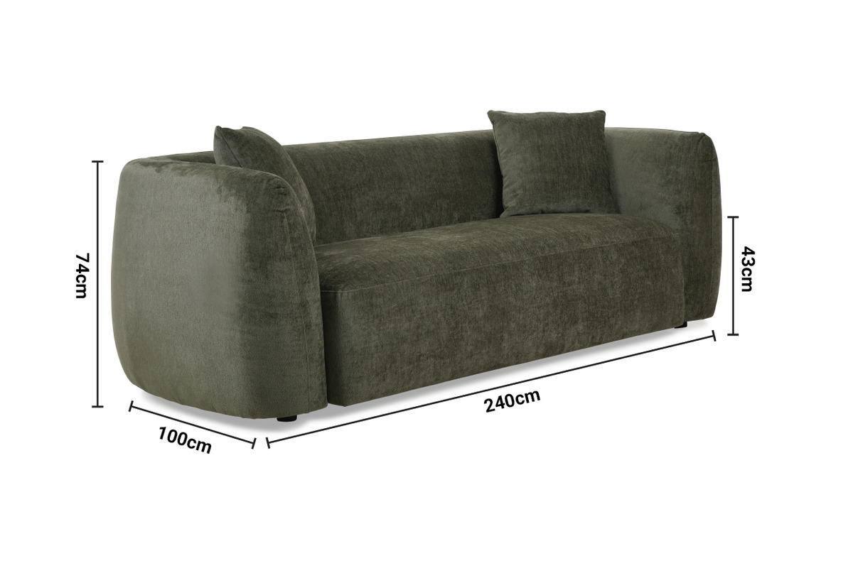 Ella Green Fabric 4 Seater Sofa dimensions