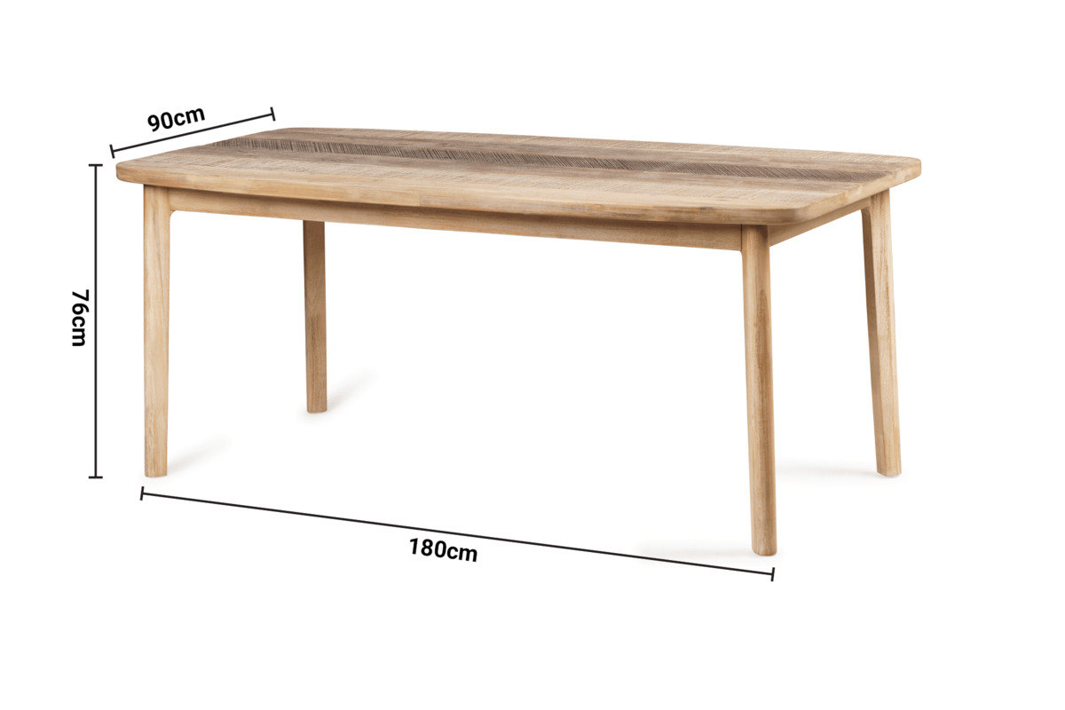 Ellis Whitewash Dining Table 1.8m dimensions