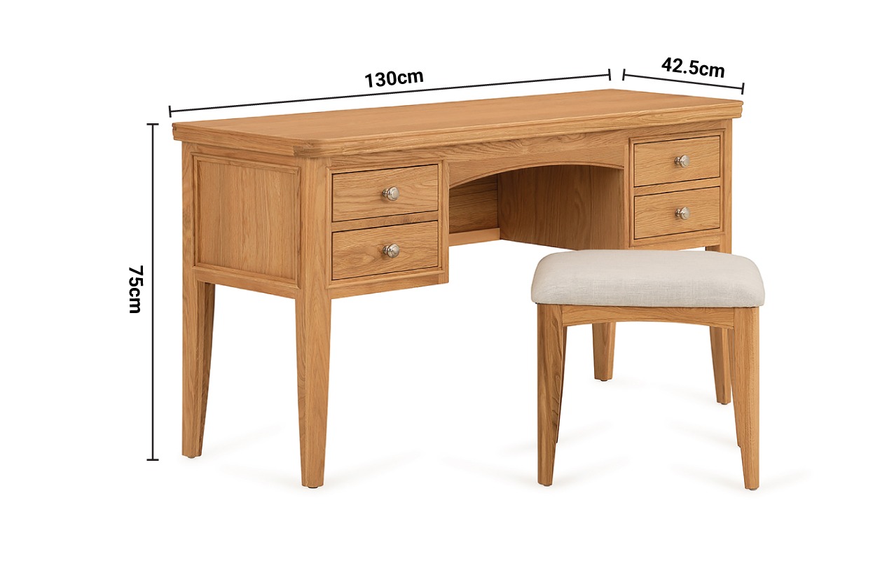 Elton Oak Dressing Table & Stool dimensions