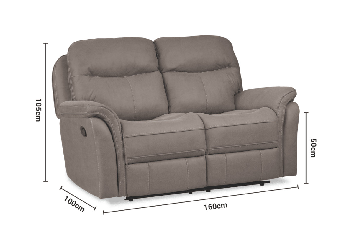 Emerson Brown Fabric 2 Seater Manual Recliner Sofa dimensions