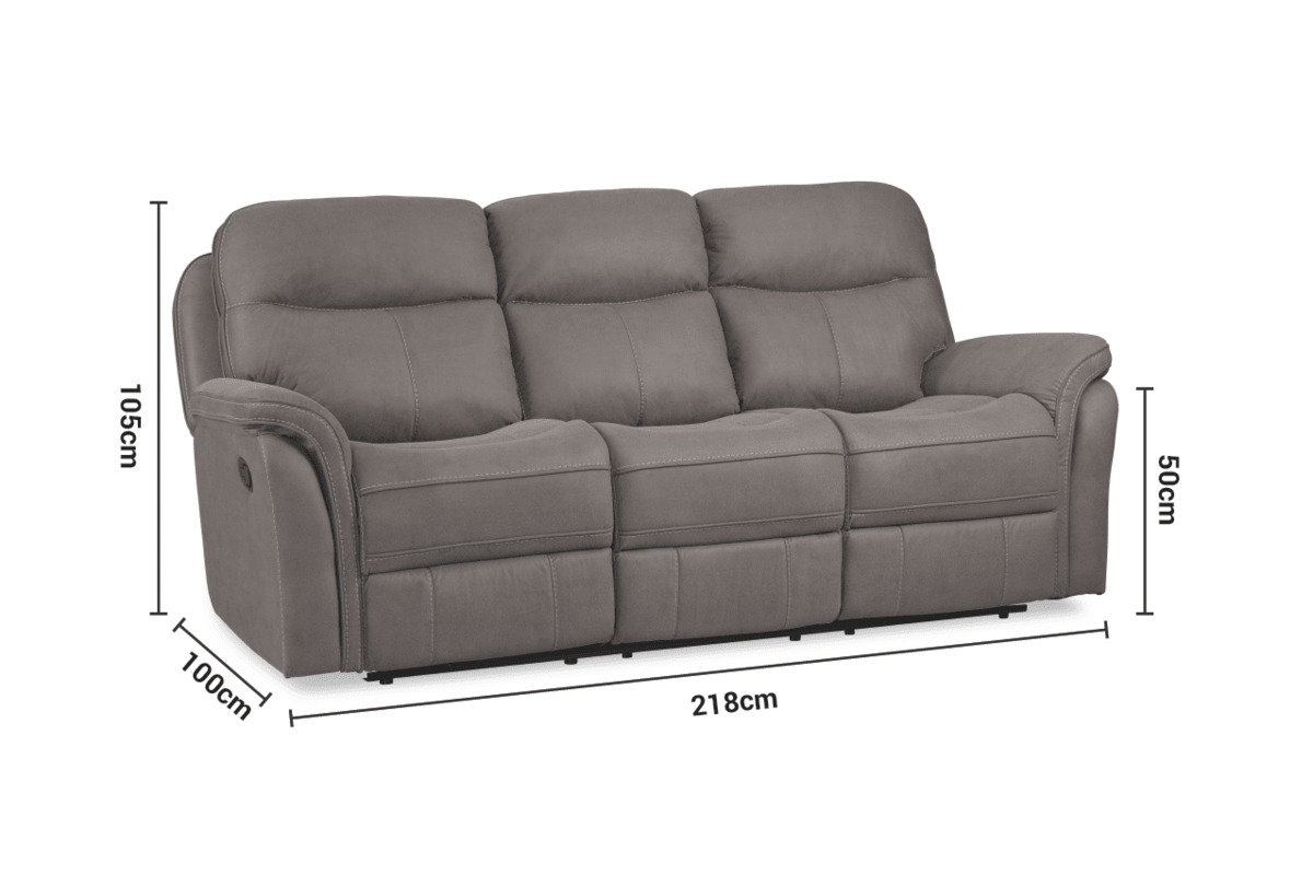 Emerson Brown Fabric 3 Seater Manual Recliner Sofa dimensions