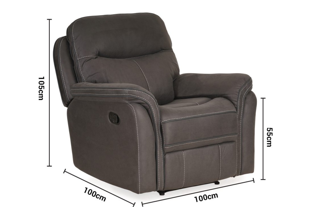 Emerson Dark Grey Fabric Armchair Manual Recliner dimensions