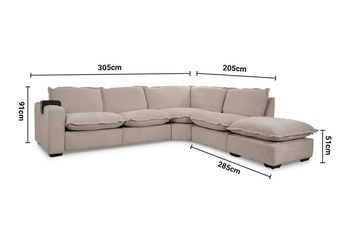 Empress Cream Fabric RHF Electric Recliner Corner Sofa with Tray dimensions